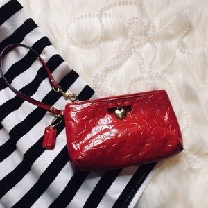 Coach wristlet cherry red clutch wallet purse